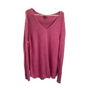 Talbots Womens Sweater size 2X  Knit  Pullover long sleeve Boxy Hot Pink